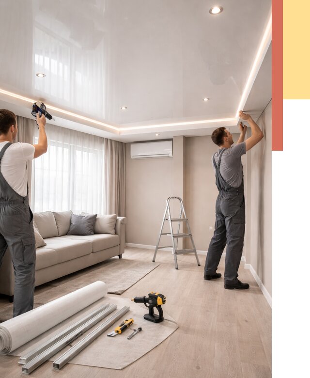 Монтаж глянцевого натяжного потолка в Похвистнево от 769 руб. под ключ | ОТДЕЛОЧНИК-Пхв