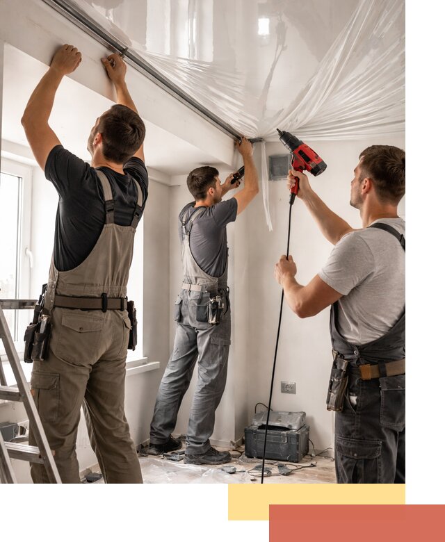 Монтаж глянцевого натяжного потолка в Похвистнево быстро и качественно