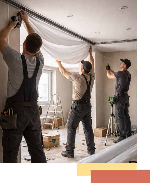 Монтаж парящего натяжного потолка под ключ в Похвистнево