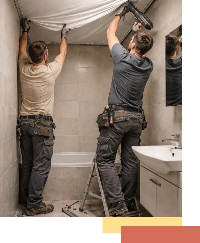 Монтаж натяжного потолка в ванной в Похвистнево быстро и качественно