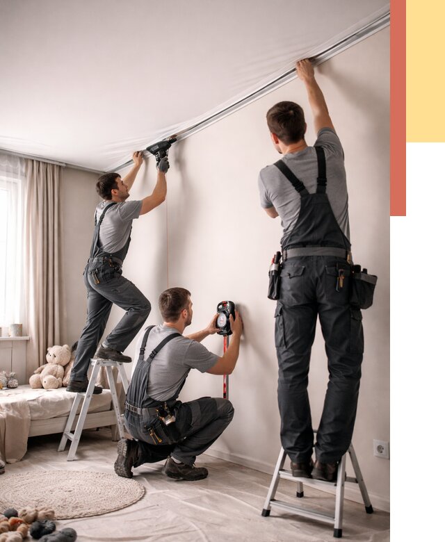 Монтаж натяжного потолка в детской в Похвистнево от 3588 руб. — быстро и недорого | ОТДЕЛОЧНИК-Пхв