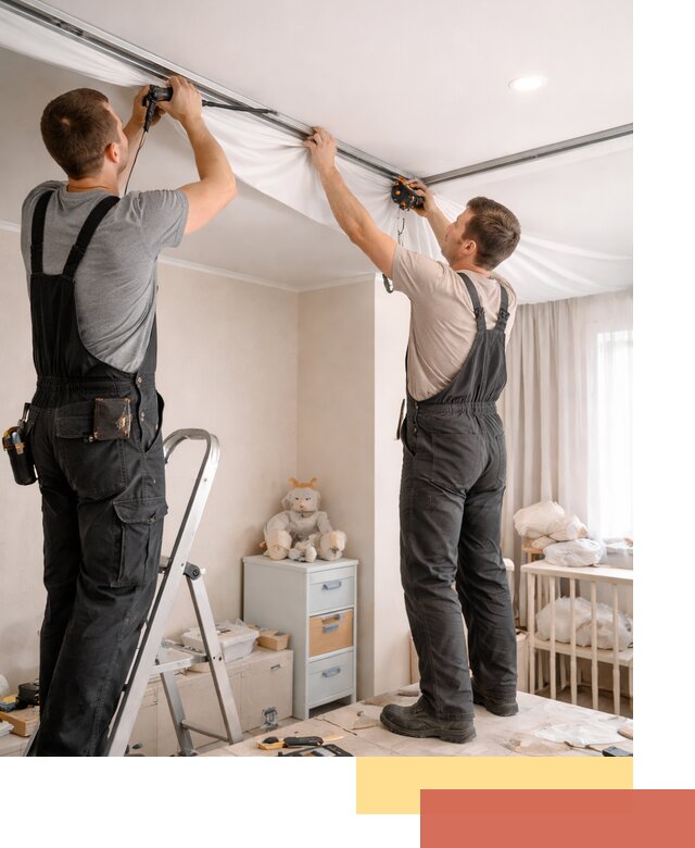 Монтаж натяжного потолка в детской комнате в Похвистнево