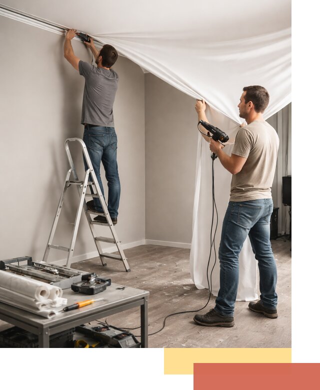 Монтаж натяжного потолка в студии в Похвистнево