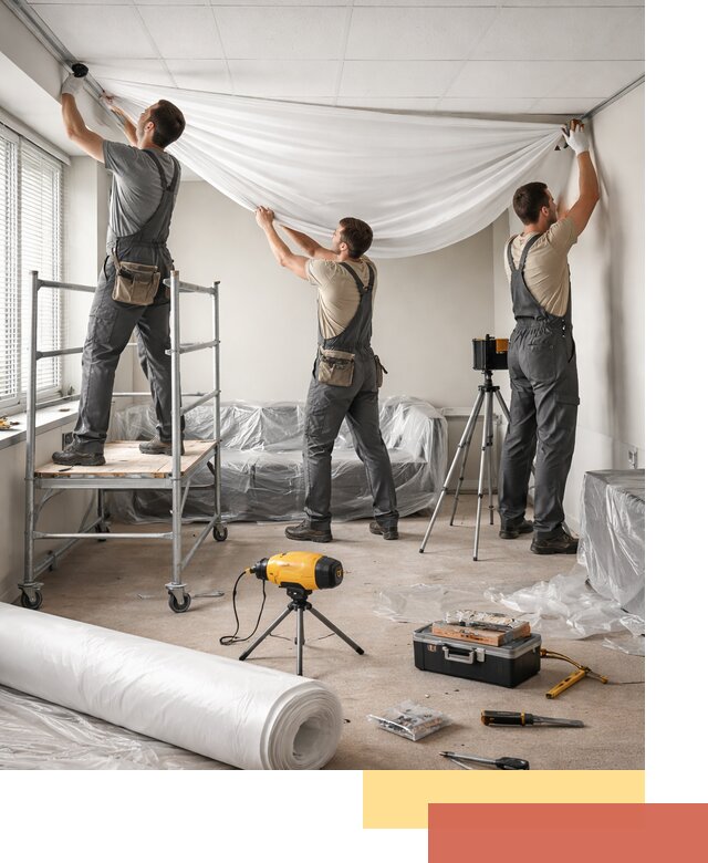 Монтаж натяжного потолка в офисе в Похвистнево