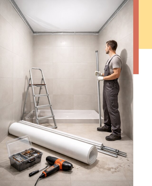 Монтаж натяжного потолка в санузле в Похвистнево от 1897 руб. — ОТДЕЛОЧНИК-Пхв