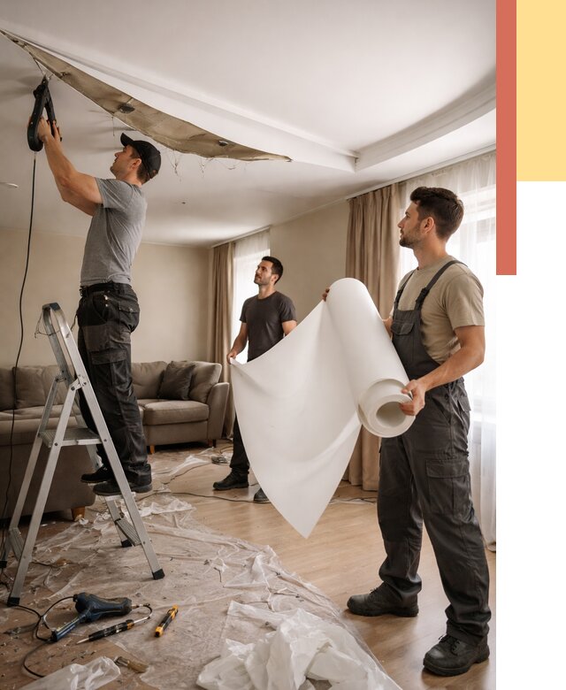 Замена полотна натяжного потолка в Похвистнево от 9739 руб. быстро и недорого | ОТДЕЛОЧНИК-Пхв