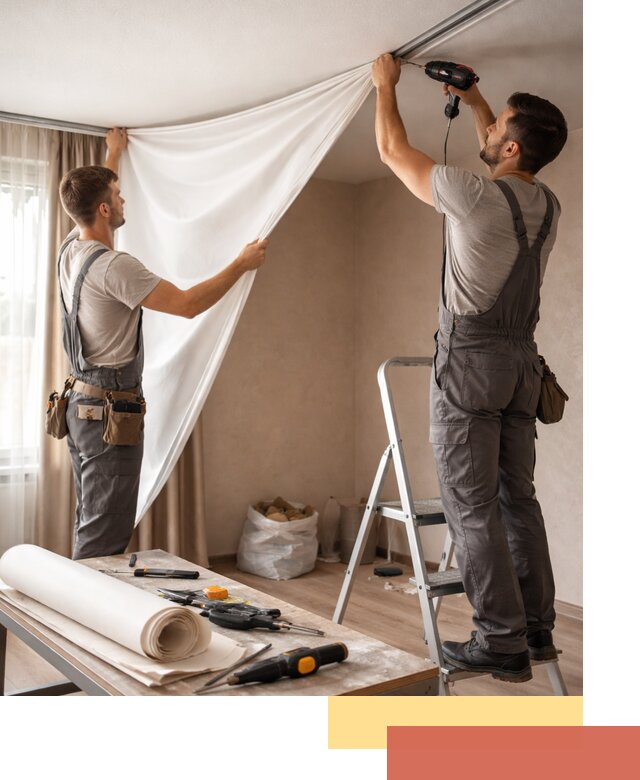 Замена полотна натяжного потолка в Похвистнево быстро и качественно