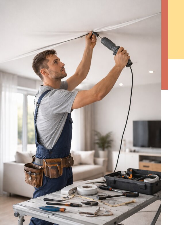 Ремонт натяжных потолков в Похвистнево от 9739 руб. под ключ — ОТДЕЛОЧНИК-Пхв