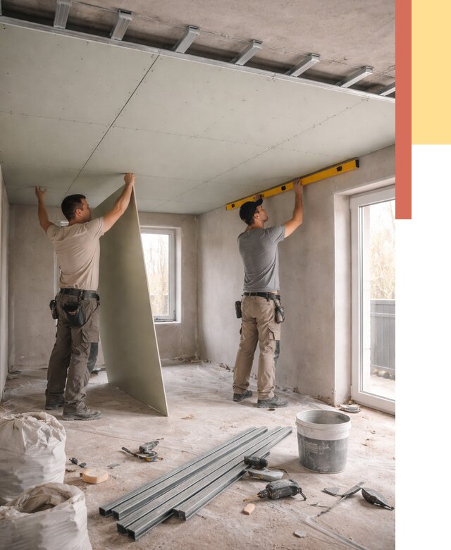 Одноуровневый потолок из гипсокартона в Похвистнево от 769 руб. — монтаж под ключ | ОТДЕЛОЧНИК-Пхв