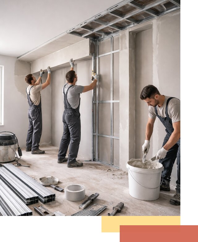 Монтаж потолка из гипсокартона с нишей в Похвистнево