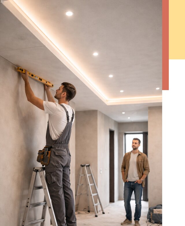 Потолок из гипсокартона с подсветкой в Похвистнево от 769 руб./м2 под ключ | ОТДЕЛОЧНИК-Пхв