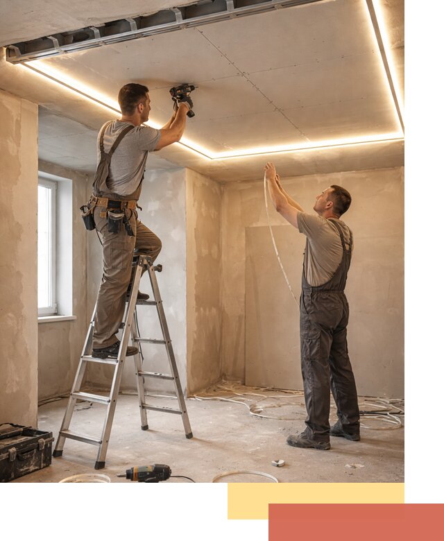 Потолок из гипсокартона с подсветкой в Похвистнево