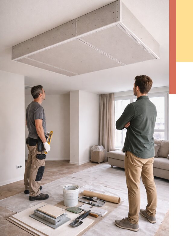 Короб на потолке из гипсокартона в Похвистнево от 2255 руб. — монтаж и услуги под ключ | ОТДЕЛОЧНИК-Пхв