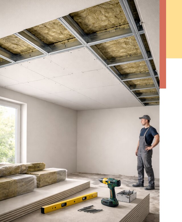 Звукоизоляция потолка ГКЛ в Похвистнево от 974 руб. — монтаж под ключ | ОТДЕЛОЧНИК-Пхв