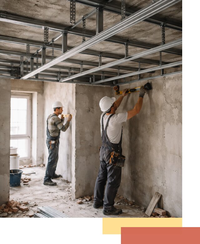 Монтаж каркаса потолка из профильного профиля в Похвистнево