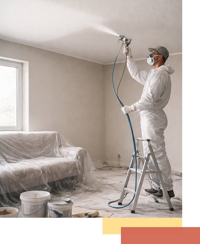 Покраска потолка краскопультом в Похвистнево быстро и качественно